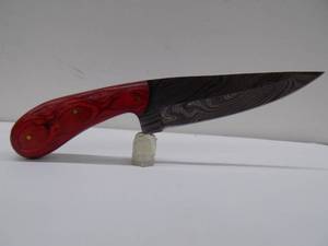 Damascus Steel Fixed Blade Knife With Leather Sheath