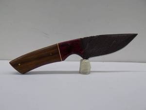Damascus Steel Fixed Blade Knife With Leather Sheath