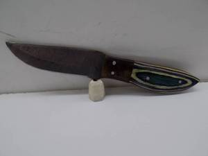 Damascus Steel Fixed Blade Knife With Leather Sheath