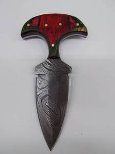 Damascus Steel Fixed Blade Knife With Leather Sheath