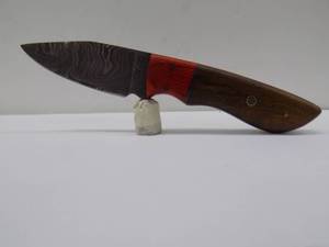 Damascus Steel Fixed Blade Knife With Leather Sheath