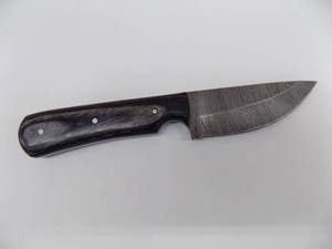 Damascus Steel Fixed Blade Knife With Leather Sheath