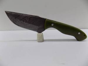 Damascus Steel Fixed Blade Knife With Leather Sheath