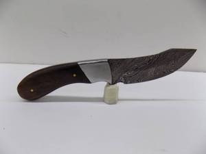 Damascus Steel Fixed Blade Knife With Leather Sheath