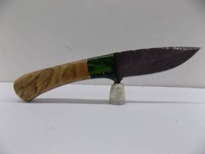 Damascus Steel Fixed Blade Knife With Leather Sheath