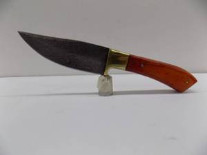 Damascus Steel Fixed Blade Knife With Leather Sheath