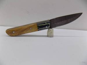 Damascus Steel Fixed Blade Knife With Leather Sheath