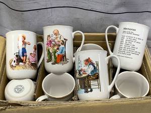 Set Of Eight Norman Rockwell Museum Cups From 1980s�