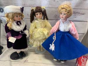 Lot of Three Vintage Porcelain Dolls�
