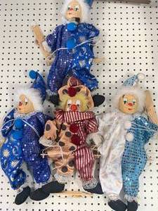 Lot Of Four Vintage Clown Puppets�( 1�Broken Parentheses�