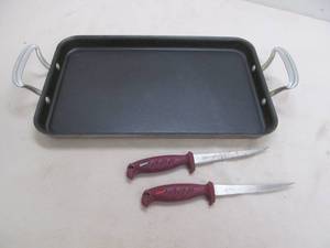 lot 145 image: knives, pan
