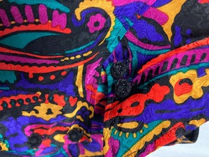 Jill Halbeck Black Blouse with Colorful Detail
