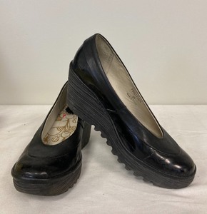 Black Leather Wedges by FLY  London