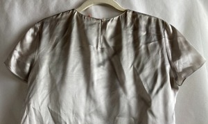 Emanuel Ungaro Silver Silk Short Sleeve Shell