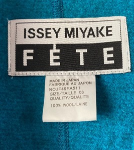 Issey Miyake Peacock Blue Wool Coat with Pink Buttons