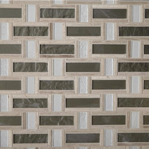 lot 52 image: 18 Pcs Stone Decor Greystone 12 in. x 12 in. x 6.35mm Stone and Glass Basket Weave Mosaic Wall Tile (1 sq. ft.  piece)