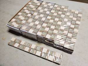 lot 57 image: 37 Pcs Stone Decorative Accents Crackle Fantasy 1-78 in. x 12 in. Marble and Glass Accent Wall Tile (0.1575 sq. ft.  piece)