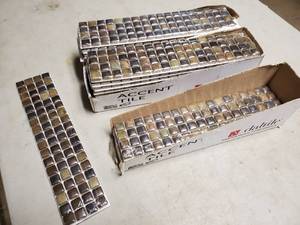 lot 60 image: 25 Pcs Fashion Accents Umber 3 in. x 12 in. Illumini Accent Mosaic Wall Tile (0.2 sq. ft.  piece)