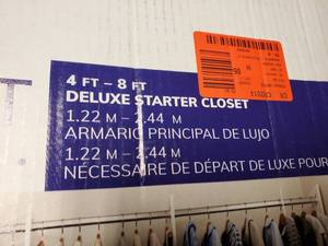 lot 69 image: 4ft-8ft Deluxe Starter Closet Kit- Missing Some pcs.