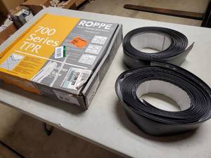 lot 66 image: New Roll of Roppe 700 Series Almond 4 in. x 18 in. x 120 ft. Thermoplastic Rubber Wall Cove Base Coil