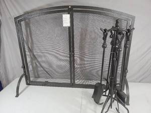 lot 116 image: New Fireplace Screen with Tool Set