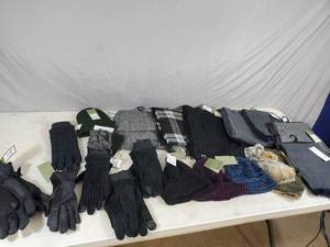 lot 231 image: Large Lot of New Hats, Gloves, and Scarves