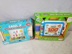 lot 242 image: New Leap Frog 100 Works Book and New 70 Piece Easel Jr Set