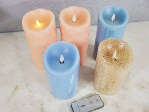 lot 259 image: 5 Assorted Pillar Luminara Flameless Candles