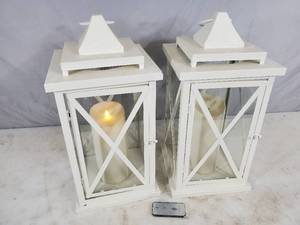 lot 260 image: 2 Large Luminara Lanterns with Flameless Candles and Remote