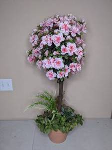 lot 288 image: Large Potted Faux Hibiscus Tree