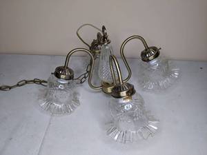 lot 292 image: Four Light Swagged Chandelier w Glass Body & Shades