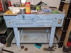 lot 311 image: Wood Work Bench with Contents