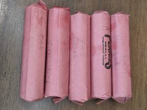 lot 262 image: Five Rolls of 1950s Wheat Pennies