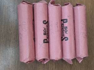 lot 263 image: Five Rolls of 1940s Wheat Pennies