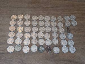 lot 124 image: Lot of 56 Nickels from the 1940s & 1950s.