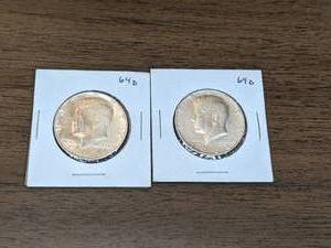 lot 133 image: Two Kennedy Silver Half Dollars 1964-D