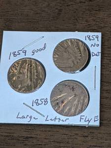 lot 140 image: Three 1850s Pennies Indian Head & Flying Eagle