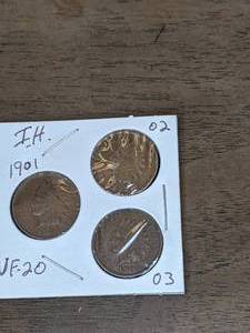 lot 141 image: Three Early 1900s Indian Head Pennies VF-20