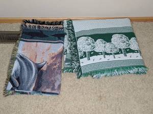 lot 104 image: Two Fringed Throw Blankets