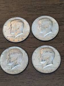 lot 119 image: Four 1960s Kennedy Silver Half Dollars