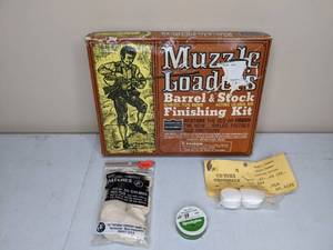 lot 38 image: Muzzleloader Shooting Patches, Percussion Caps & Barrel and Stock Finishing Kit