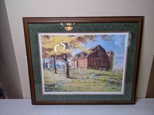 lot 61 image: Signed & Numbered Framed Charles Peterson Print Neighbors The Barn Raising