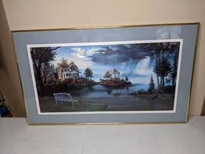 lot 71 image: Greg Benson Storm Retreat Numbered & Signed Print in Frame