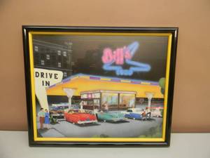 lot 6 image: LINDA LAZAR - DRIVE IN - PROFESSIONALLY FRAMED - GREAT PIECE - APPROX 22 BY 18 - SEE PICTURES
