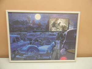 lot 18 image: MIKE MILROY  STARLITE DRIVE-IN - PROFESSIONALLY FRAMED - GREAT PIECE - APPROX 23 BY 17 - SEE PICTURES