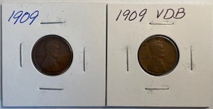 Two Different Lincoln Wheat Pennies - 1909 & 1909VDB