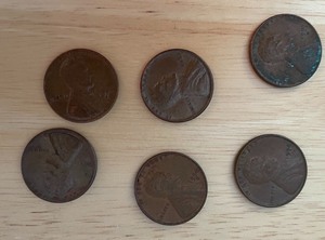 Six Different Lincoln Wheat Pennies - 1951 & 1952 P, D, & S