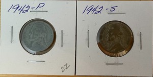Two Different Silver War Nickels - 1942 P & S