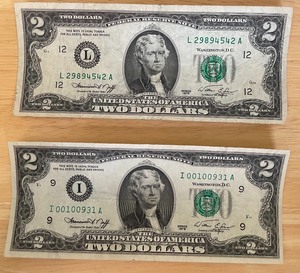 Two Different $2 Federal Reserve Notes