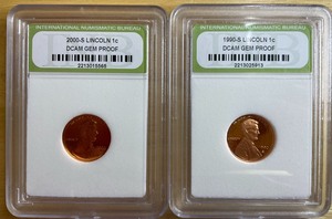 Two Encased Proof Lincoln Cents - 1990-S & 2000-S